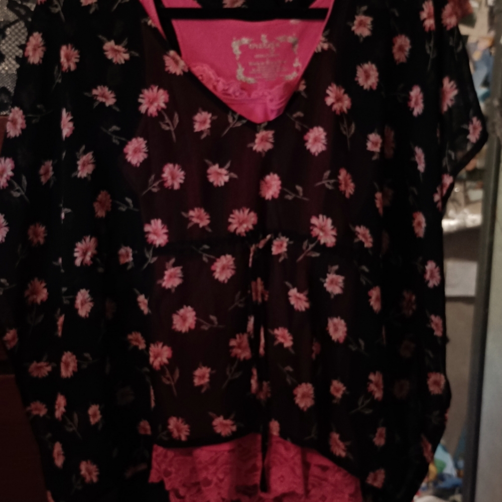 Flowy shear shirt with under tank
